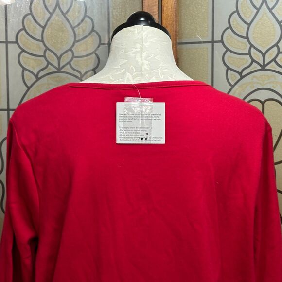 Quacker Factory Hear Cut Out Rhinestone 3/4 Sleeve Blouse Top NWT Plus Size 1X - Picture 6 of 14